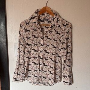 Horse Print Button down western Shirt